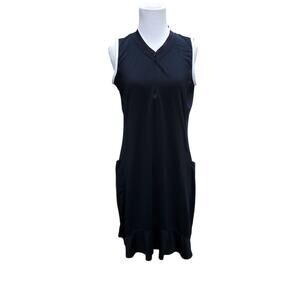 Tail Tennis Dress Sleeveless Black White Pockets White Label Zipper V-neck Sz M